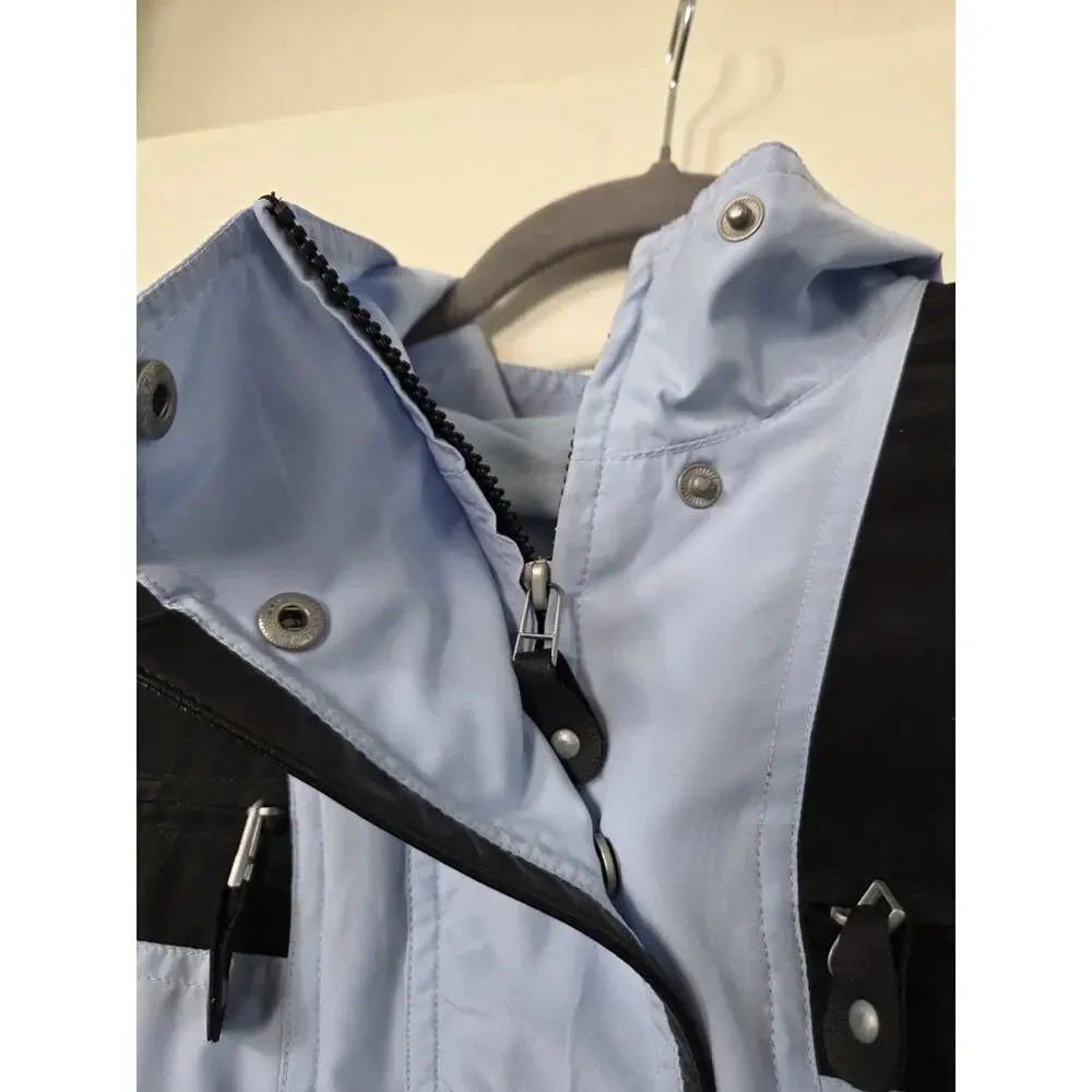 Jamie Sadock Light Blue Full Zip Boxy Sporty Short Golf Jacket, Petite Meidum